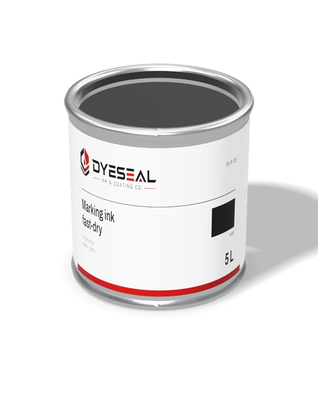 Open tin of black marking ink